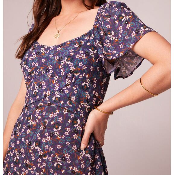 NWT B.O.G. Band of the Free Coraline Floral Crossover Mini Dress Sz. S Purple - Picture 4 of 11